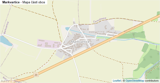Markvartice - mapa části obce