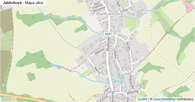 Jabloňová - mapa ulice