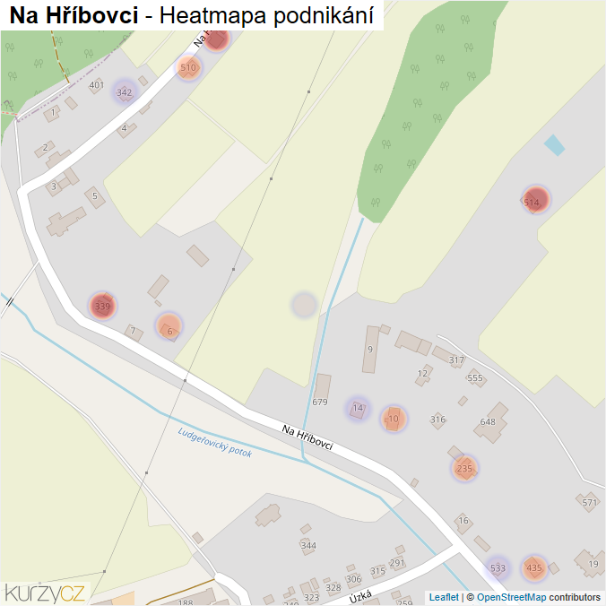 Mapa Na Hříbovci - Firmy v ulici.