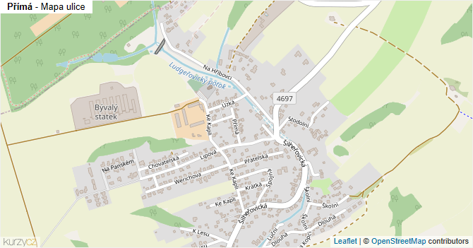 Přímá - mapa ulice