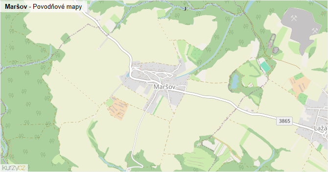 Maršov - záplavové mapy stoleté vody