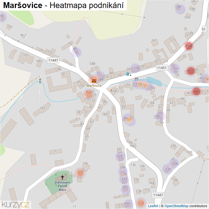 Mapa Maršovice - Firmy v části obce.