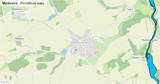 Maršovice - záplavové mapy stoleté vody
