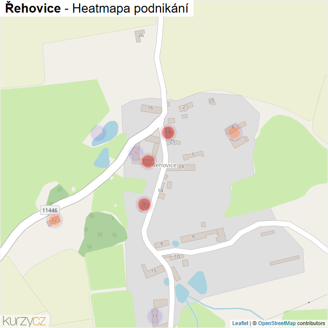 Mapa Řehovice - Firmy v části obce.
