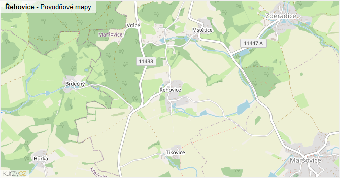 Řehovice - záplavové mapy stoleté vody