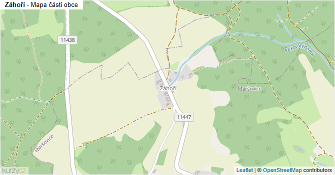 Záhoří - mapa části obce