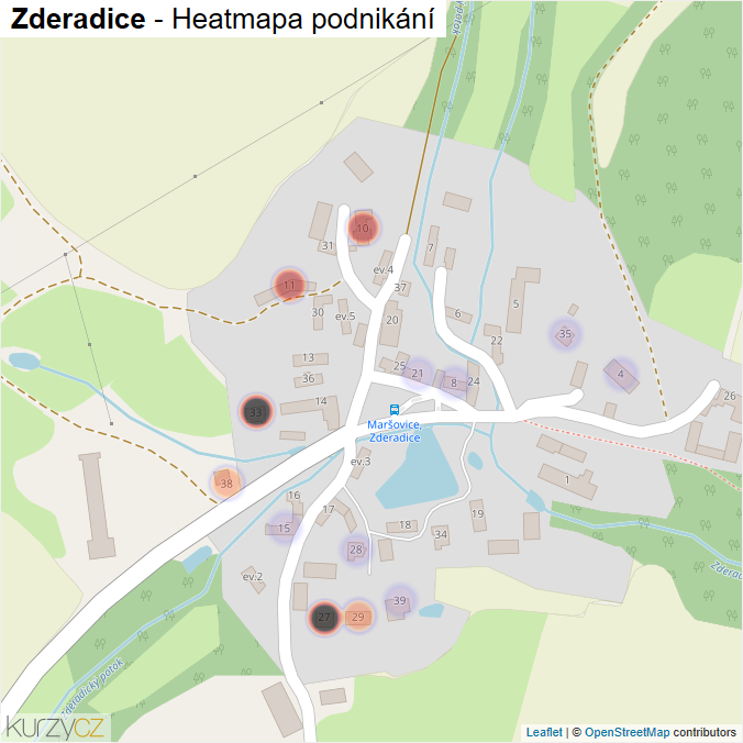 Mapa Zderadice - Firmy v části obce.
