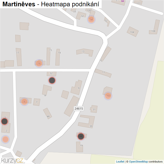 Mapa Martiněves - Firmy v obci.
