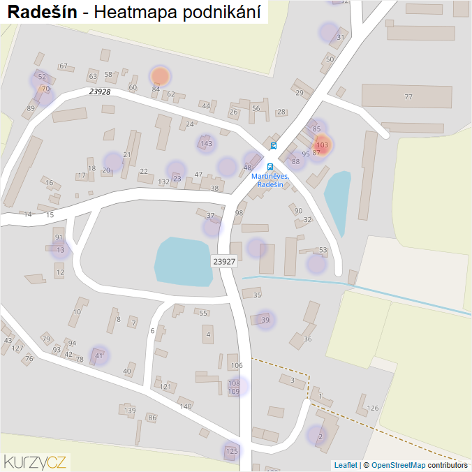 Mapa Radešín - Firmy v části obce.