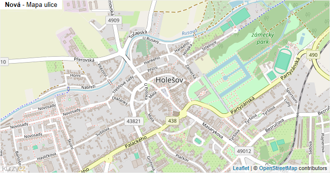 Nová - mapa ulice