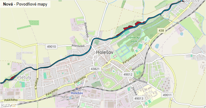 Nová - záplavové mapy stoleté vody
