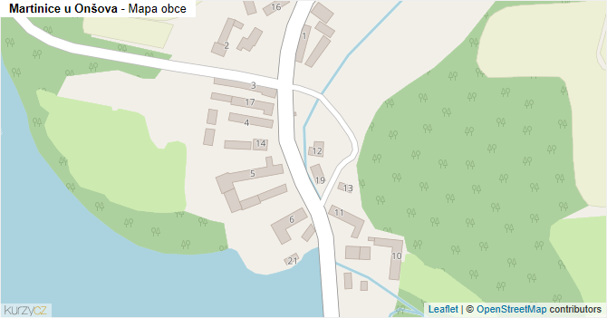 Martinice u Onšova - mapa obce