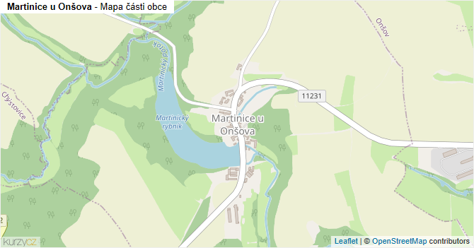 Martinice u Onšova - mapa části obce