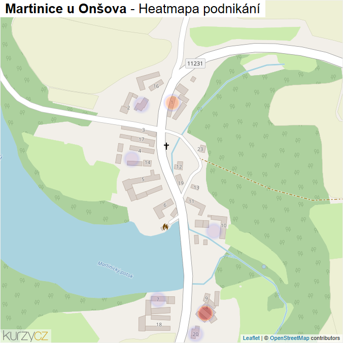 Mapa Martinice u Onšova - Firmy v části obce.