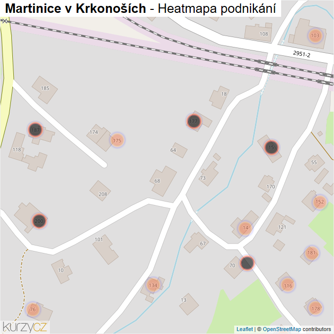 Mapa Martinice v Krkonoších - Firmy v obci.