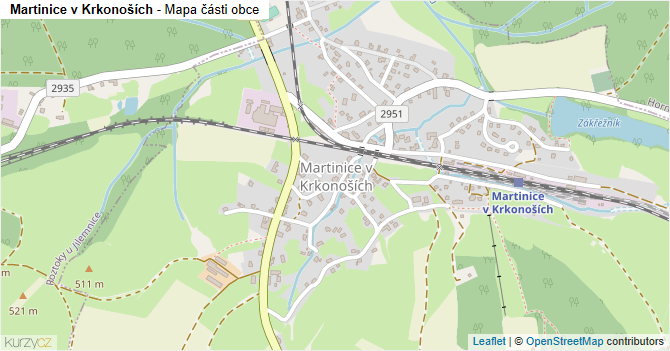 Martinice v Krkonoších - mapa části obce