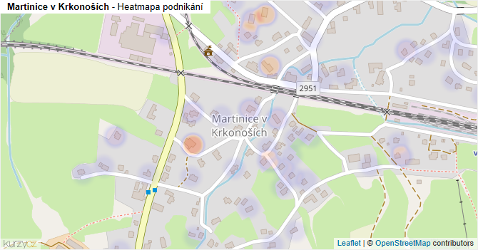 Martinice v Krkonoších - mapa podnikání