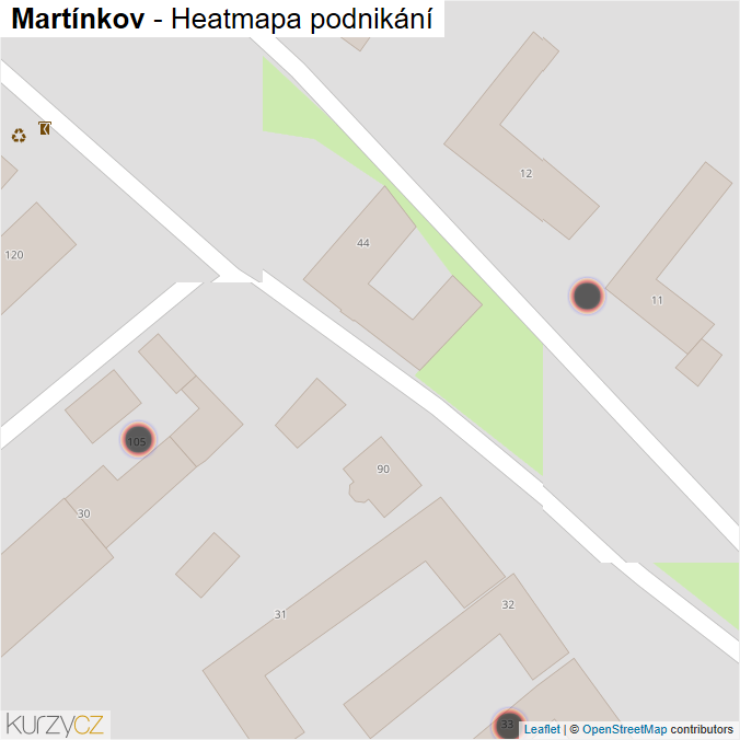 Mapa Martínkov - Firmy v obci.