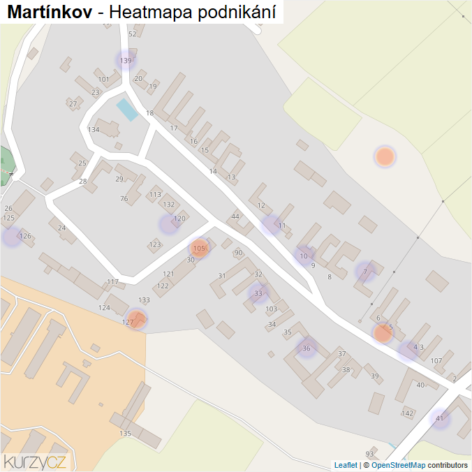 Mapa Martínkov - Firmy v části obce.