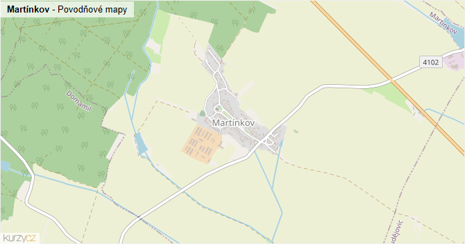 Martínkov - záplavové mapy stoleté vody