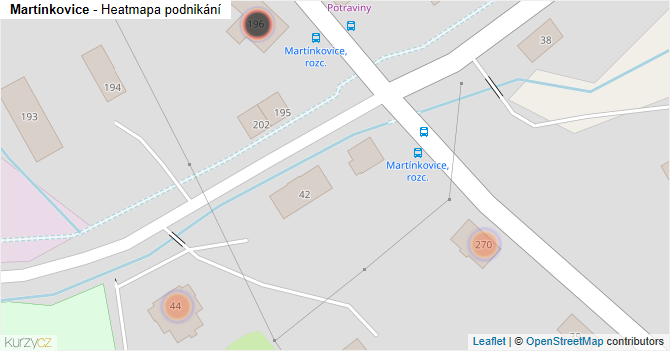 Martínkovice - mapa podnikání