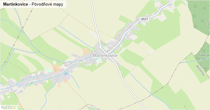 Martínkovice - záplavové mapy stoleté vody
