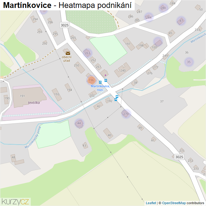 Mapa Martínkovice - Firmy v části obce.