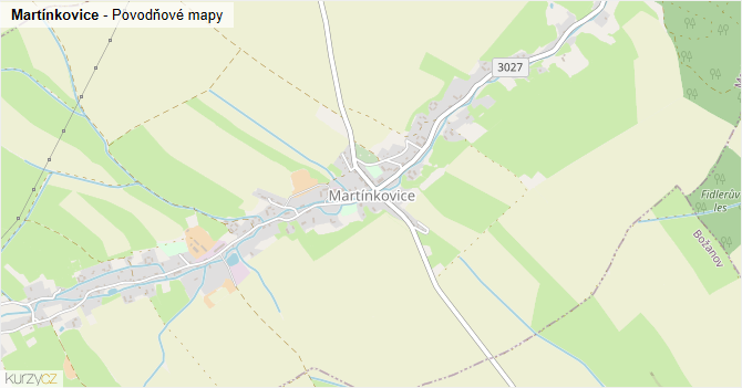 Martínkovice - záplavové mapy stoleté vody