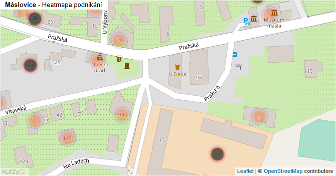 Máslovice - mapa podnikání