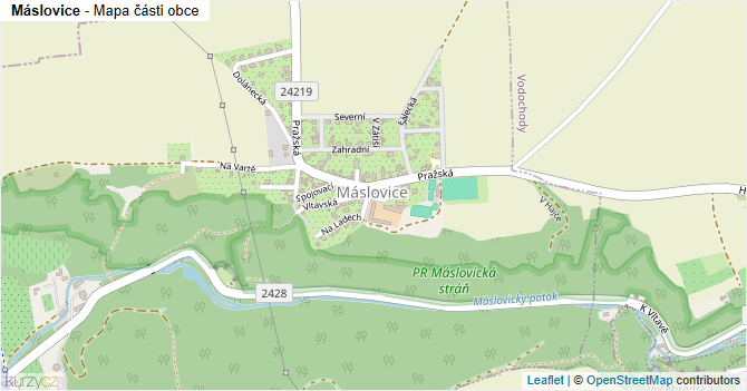 Máslovice - mapa části obce
