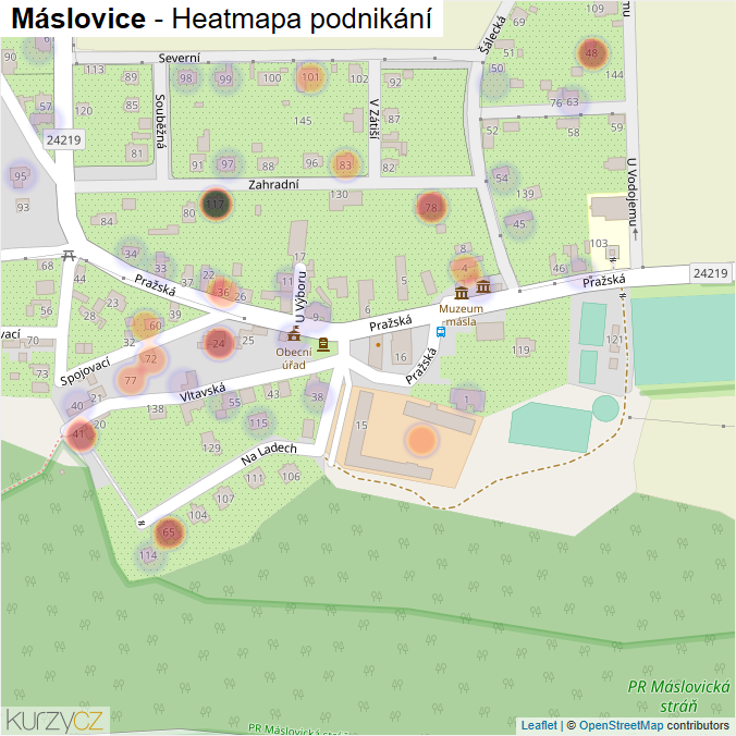 Mapa Máslovice - Firmy v části obce.