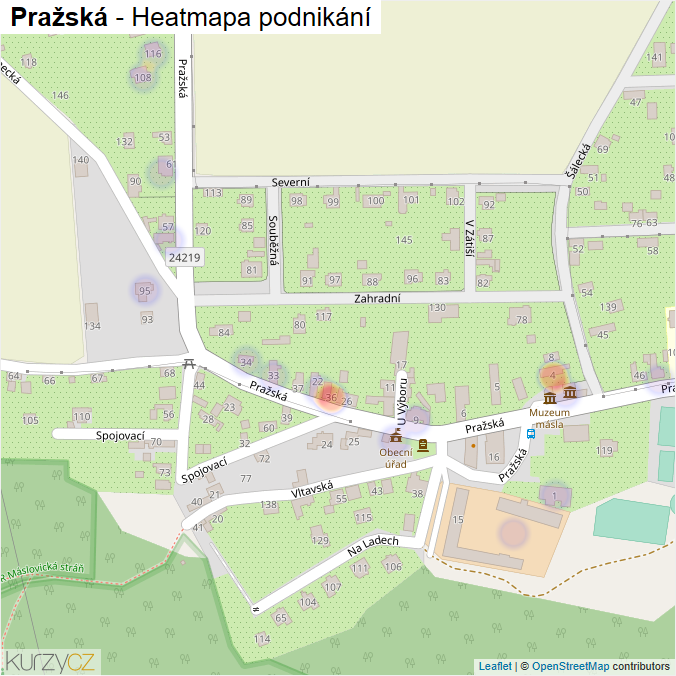 Mapa Pražská - Firmy v ulici.
