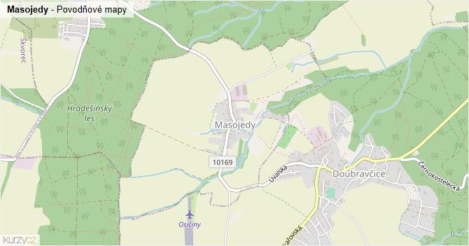 Masojedy - záplavové mapy stoleté vody