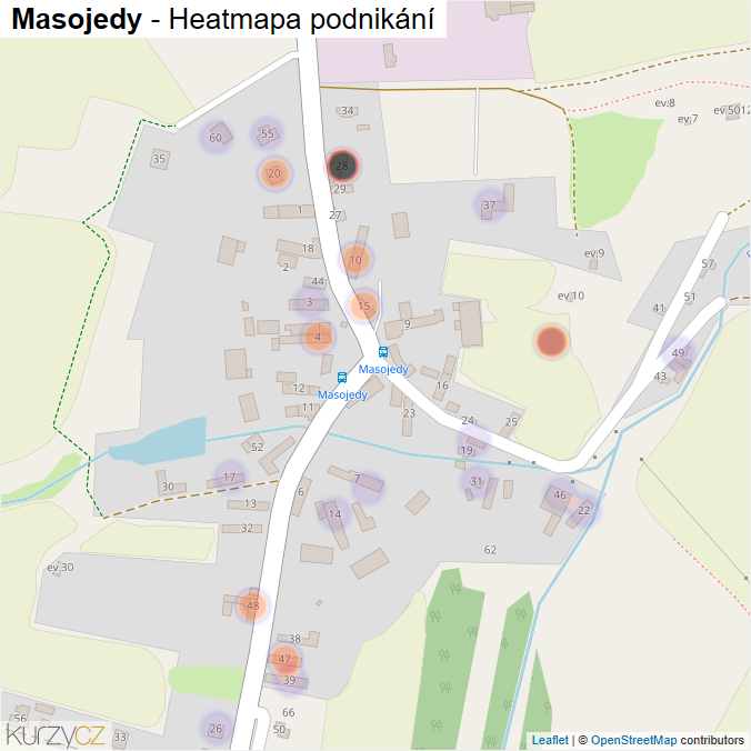 Mapa Masojedy - Firmy v části obce.