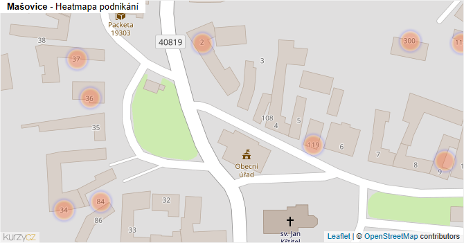 Mašovice - mapa podnikání