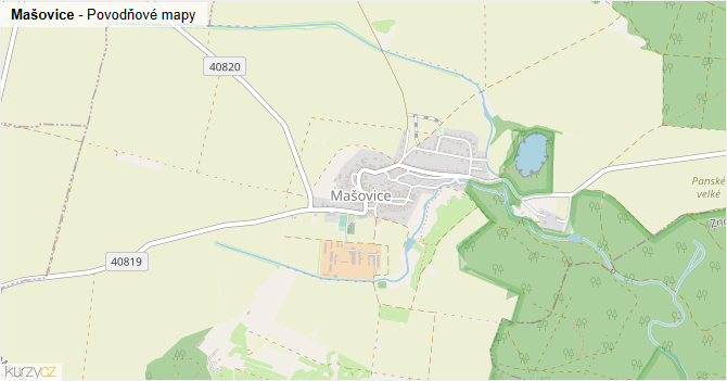 Mašovice - záplavové mapy stoleté vody