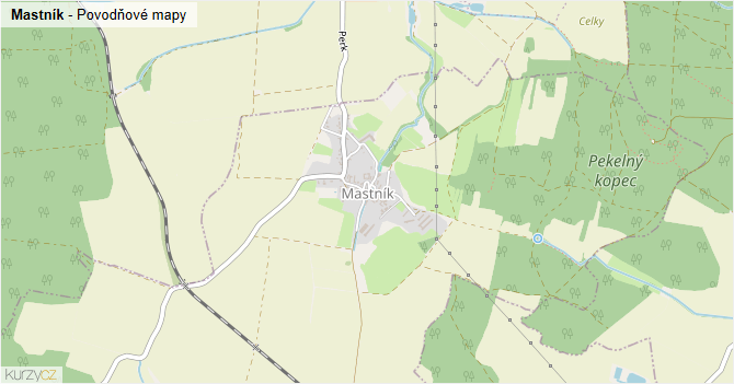 Mastník - záplavové mapy stoleté vody