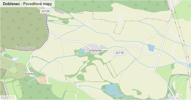 Dobřenec - záplavové mapy stoleté vody