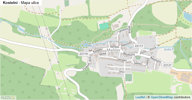 Kostelní - mapa ulice
