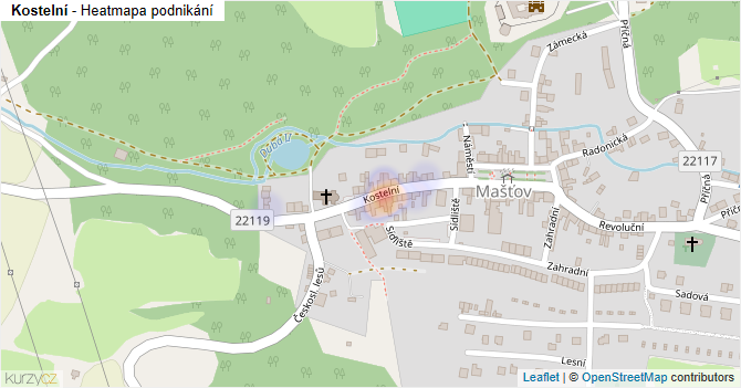 Kostelní - mapa podnikání