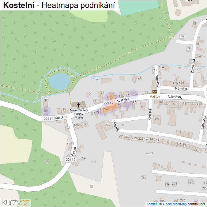 Mapa Kostelní - Firmy v ulici.