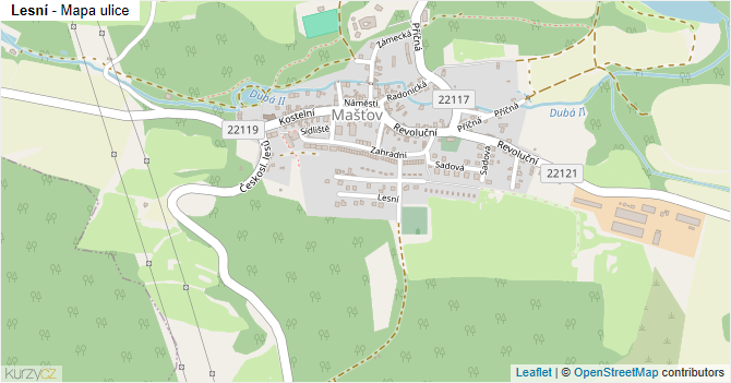 Lesní - mapa ulice
