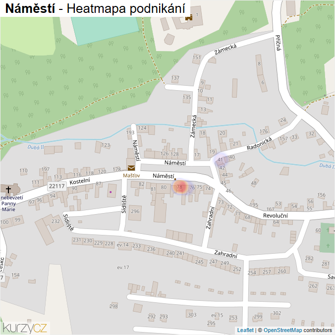Mapa Náměstí - Firmy v ulici.