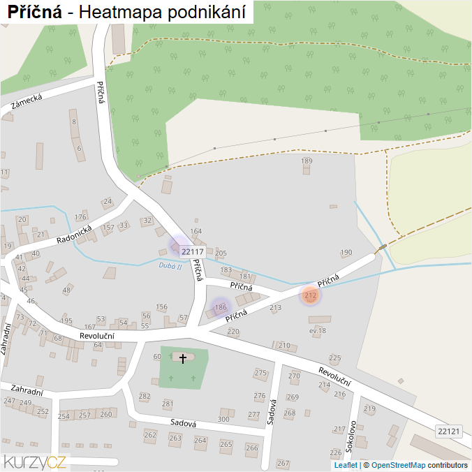 Mapa Příčná - Firmy v ulici.