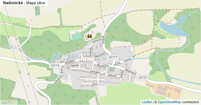 Radonická - mapa ulice