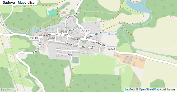Sadová - mapa ulice