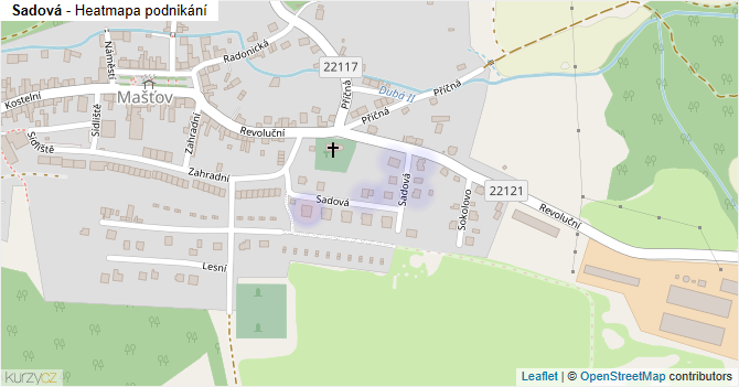 Sadová - mapa podnikání