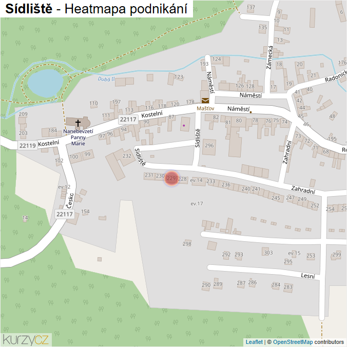 Mapa Sídliště - Firmy v ulici.