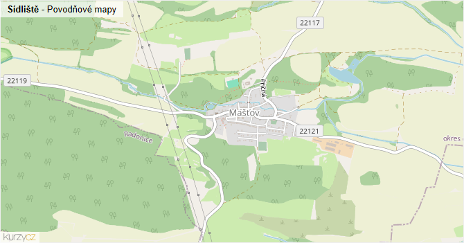 Sídliště - záplavové mapy stoleté vody
