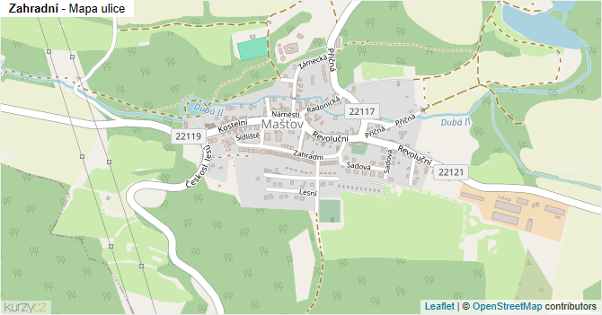 Zahradní - mapa ulice